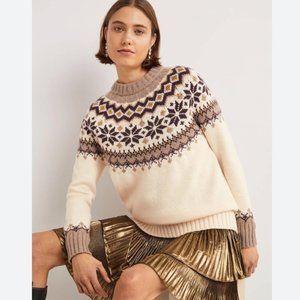 Boden Cream and Brown Fair Isle Sweater